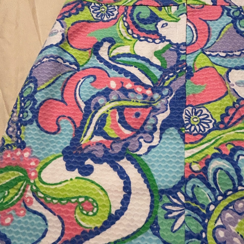 Lilly Pulitzer Conch Republic Shells Fish Groovy Pink Aqua Skirt Size 2 - Picture 4 of 11